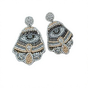 Boucles d'oreilles classiques en forme de cœur avec perles pour femmes, style bohème, en résine, couleur blanc et turquoise, bijoux de fête et de mariage - Product Image 5