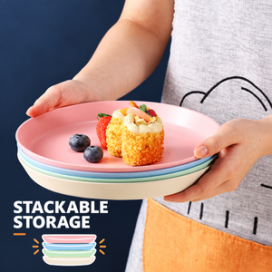 Assiettes rondes en paille de blé écologiques de style nordique, colorées, recyclables et élégantes pour les fêtes, la maison et la restauration - Product Image 4