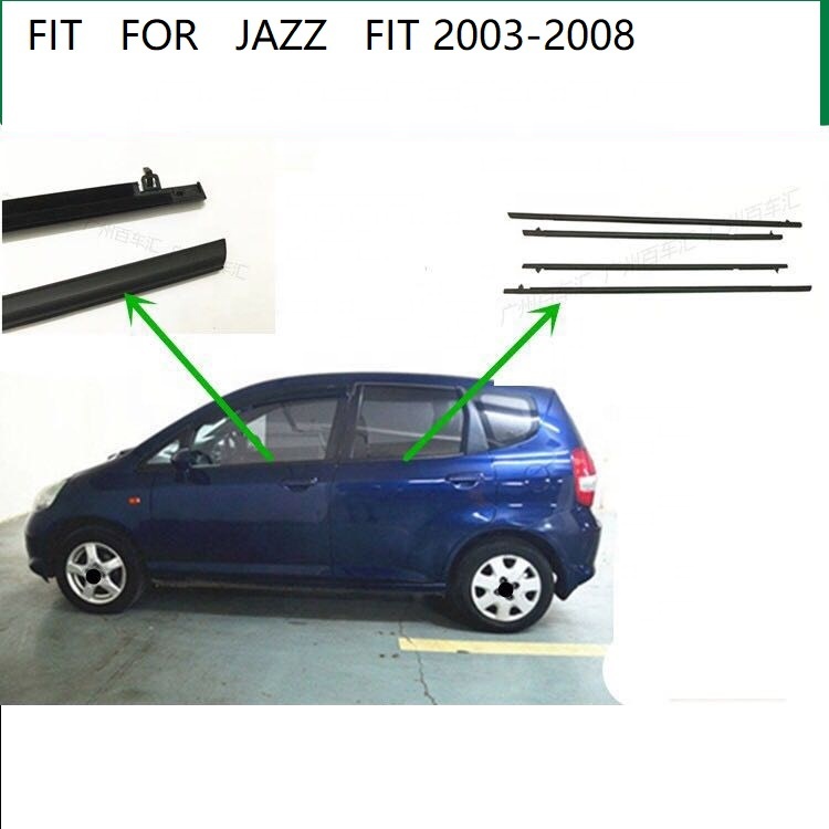 Soillar 4-Piece Car Outside Door Window Weatherstrip Trim For Honda FIT 2007-2008 – Black Rubber-1393999