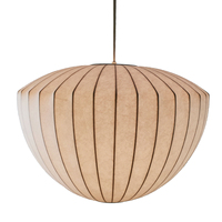 Lampe à suspension minimaliste moderne en soie blanche Wabi Sabi Éclairage décoratif d'intérieur pour bar Style nordique avec matériau en fer