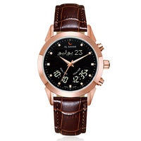 Montre Azan pour Hommes, Montres de Prière Musulmanes Adhan Qibla, Heure Islamique Al-Sahar Fajr, Montre-Bracelet Numérique Musulmane de Luxe