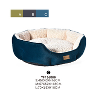 Lit pour animaux de compagnie en peluche de qualité supérieure, vente en gros, nid douillet en sherpa pour chien et chat, chaud, non amovible, coussin ovale pour animaux de compagnie