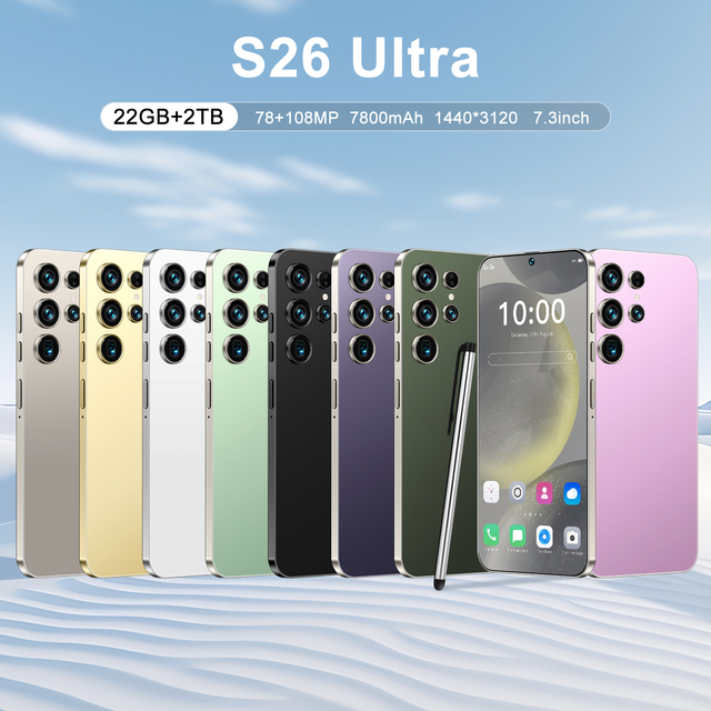 Direct Factory S26 Ultra 5G Smart Android Phone 2026 22+2TB Android 15 Unlocked Dual SIM Wholesale
