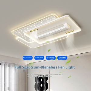 Cross-Biên Giới Tiếng Anh điều khiển bằng giọng nói LED quạt trần ánh sáng phòng khách không lá phòng ngủ gió mềm vô hình quạt ánh sáng câm mắt - Product Image 1