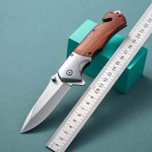 Couteau pliant d'extérieur Dropshipping Shopify, haute dureté 58HRC, acier inoxydable, outil de survie EDC, outil de poche avec manche en bois - Product Image 4