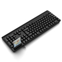Clavier professionnel fin avec lecteur de carte à puce intégré et touches à profil bas pour les environnements d'entreprise et de santé