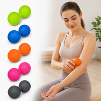 Balle de massage double en silicone écologique avec logo personnalisé 125x65mm, rouleau de libération myofasciale portable en forme d'arachide pour la physiothérapie