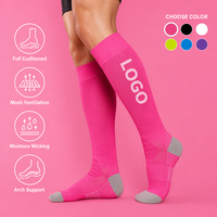 Chaussettes de compression CMAX, hauteur genou, avec logo, haute élasticité, pour hommes, sport, tricotées, entraînements, colorées, personnalisables
