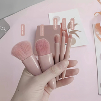 Kuas Makeup 5 buah Travel portabel kualitas tinggi Set kuas Eyeshadow Foundation logo kustom dengan cermin