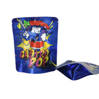 Sacs refermables en Mylar de 3,5 g avec fermeture éclair holographique laser imprimée sur mesure, petits sacs anti-odeur pour le stockage de bonbons