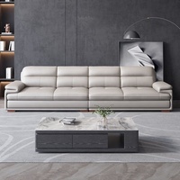 Juego de Sofás Seccionales en Forma de L de Cuero con Chaise Longue Modular, Otomana y Sillón, Tapizado con Mechones, Muebles Modernos para Sala de Estar