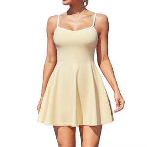 Robe courte de golf et de tennis unisexe pour femme Bretelles spaghetti réglables Décolleté en cœur 2 poches latérales doubles Coussinets amovibles - Product Image 3