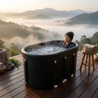 Baignoire gonflable ovale de luxe en PVC XL pour thérapie par immersion froide, piscine de récupération pour 1-2 personnes, bain de glace portable, spa à domicile avec valve de vidange