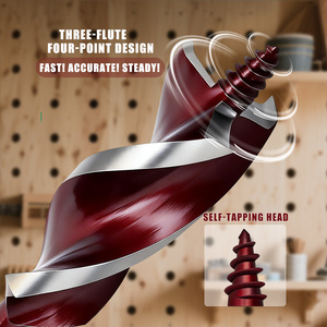 Guest Quality Three Flute Auger <b>Bit</b> 6.35mm Shank 230mm Length Woodworking <b>Drill</b> <b>Bit</b> for Smooth Finish - Product Image 2