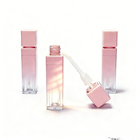 Tube de brillant à lèvres rose dégradé carré 8ml, conteneur vide en plastique pour gloss, flacon d'emballage cosmétique
