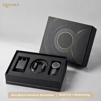 Caja Rígida de Lujo Negra Personalizada para Cargador Inalámbrico, con Tapa y Base de Dos Piezas, con Detalles en Dorado, para Electrónica de Consumo