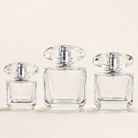 Flacon de parfum en verre transparent de qualité supérieure 30 ml 50 ml 100 ml, vaporisateur rectangulaire, pompe en aluminium, emballage cosmétique, contenant de parfum