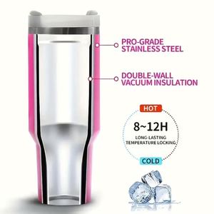 Vaso de Acero Inoxidable Personalizado a Prueba de Derrames de 40 oz con Asa y Pajita - Product Image 4