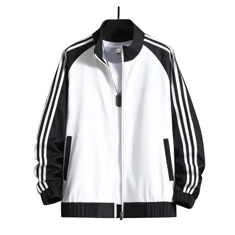 1 Moq Sale Cotton Blank and White Casual Basketball Sport Jackets Unisex Wind Breaker Men's Jacket