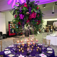 Boule de fleurs en soie de haute qualité 50 cm 60 cm 70 cm 80 cm, grande composition florale de roses artificielles, centre de table, boule de fleurs artificielle violet foncé