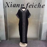 Nouvelle Robe Boubou Élégante Femme Africaine Ankara Été 2026, Col en V, Diamants Thermocollés, Tendance Quotidienne