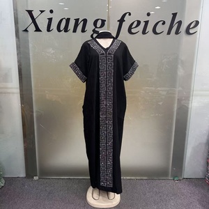 2026 New Fashionable <strong>Kaftan</strong> V-neck Hot Diamond Daily Casual African Ankara <strong>Summer</strong> Women's Boubou Elegant Dress - Product Image 2