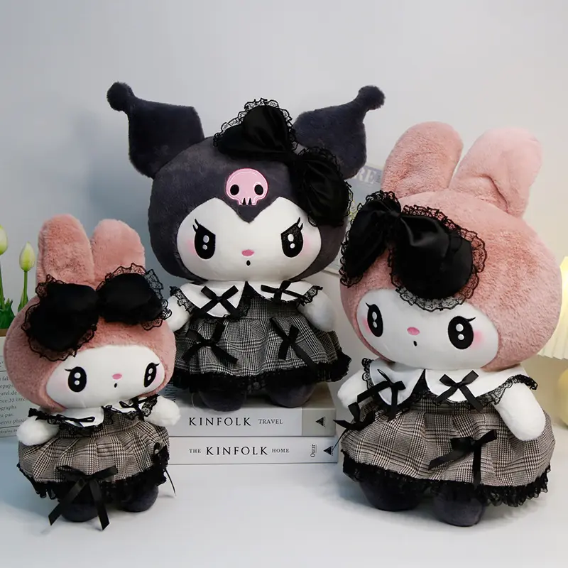 Personalizado Japão Sanrioes Dark Kuromi Melody Kawaii Anime Figura Bonecas Brinquedos De Pelúcia