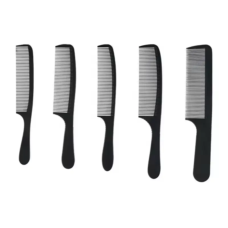 Pente de cabelo para salão de cabeleireiro, conjunto de pentes trançados em carbono preto com logotipo personalizado