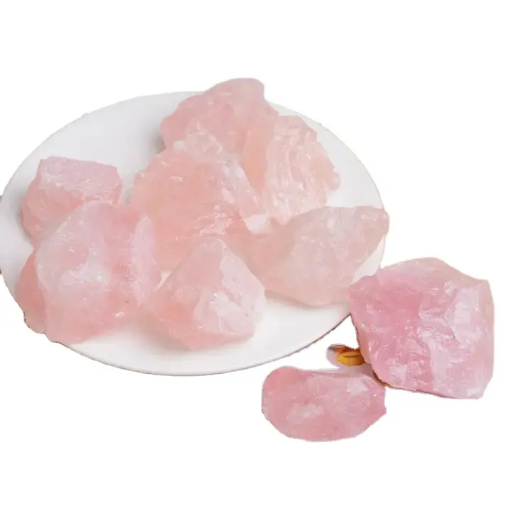 Bulk Groothandel Natuurlijke Rose Roze Kristal Specimen Ruwe Ruwe Kwarts Rozenkristal Tuimelde Stenen