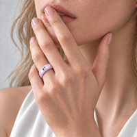 Bague en céramique haute technologie violette avec zircon rond transparent serti en clos, bijoux minimalistes pour cadeau de mariage, vente en gros, personnalisation OEM ODM