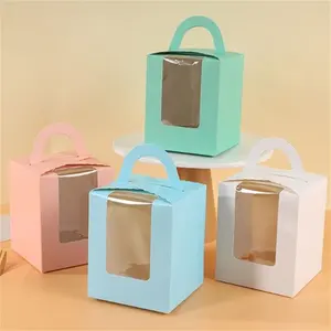 인기있는 제품 여러 밝은 색상 1/2/4/6 티라미수 케이크 과일 파이 포장 상자 휴대용 과자 컵케익 상자 창