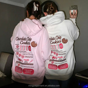 Sudadera con Capucha Rosa Extra Grande para <span class=keywords><strong>Mujer</strong></span> con Bordado de Receta de Galletas con Chispas de Chocolate, Diseño Personalizado, Sudadera Informal con Capucha, Pedido al por Mayor - Product Image 2