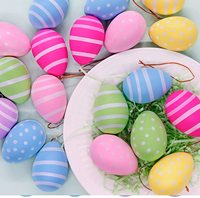 Xieli pâques décorations oeuf en plastique coloré avec points et rayures suspendus ornements faveurs de fête de pâques