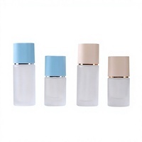 Botol Lotion Kaca Silinder Kosong 15ml 30ml dengan Pompa, Sablon, dan Lapisan Frosted untuk Wadah Kosmetik Perawatan Kulit, Grosir Guangzhou
