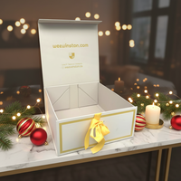 Boîte à cadeaux magnétique pliable de luxe avec logo personnalisé, boîte en papier, boîte à cadeaux magnétique blanche avec ruban