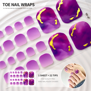 22 autocollants/feuille pour ongles de pieds, motif feuille bleue, lignes florales, couverture complète, pour manucure DIY des pieds - Product Image 6