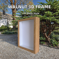 Bingkai Kotak Bayangan 3D Dalam dari MDF Walnut 10 inci 9x9 inci 8x8 inci dengan Plexiglass Hitam Putih, Potongan Presisi, Logo Kustom, Modis, Modern, dan Tahan Lama