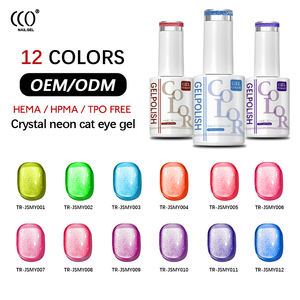 Esmalte de Uñas en Gel de Ojo de Gato de Cristal de Neón, 12 Colores, Fabricación Personalizada OEM/ODM, Marca Privada con su Logotipo, Libre de HEMA/TPO - Product Image 1