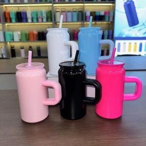 <strong>New</strong> Arrival Double Walled Christmas 16oz Stainless Steel Sublimation <strong>Beer</strong> Soda <strong>Can</strong> with Lid and <strong>Handle</strong> - Product Image 1