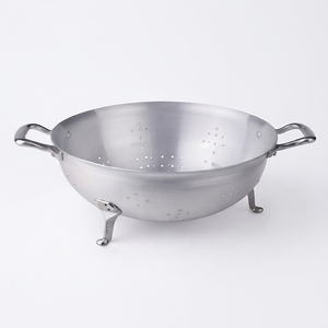 Stainless Steel <b>Colander</b> With Dual Handles And Stand For Kitchen Use Durable Metal Strainer Silver Color Round Shape - Product Image 1