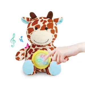 Jirafa de juguete suave para niños, juguete de felpa con proyector de ruido blanco, para pacificar la emocidad, para dormir