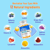 Gummies à la Lutéine pour la Santé Visuelle, Complément Alimentaire avec Extrait de Myrtille et de Pépins de Raisin, Lutéine avec Zéaxanthine, B-Carotène, CoQ10