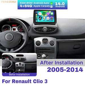 Lecteur DVD sans fil 9 pouces pour <span class=keywords><strong>Renault</strong></span> <span class=keywords><strong>Clio</strong></span> <span class=keywords><strong>3</strong></span> 2005-2014 Carplay Android 14 GPS <span class=keywords><strong>Radio</strong></span> FM Lecteur multimédia universel Android Musique - Product Image 1