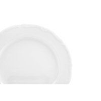 Service de table durable 18 pièces en porcelaine blanche pour une vaisselle élégante et luxueuse, assiettes rondes à bord irrégulier Mademoiselle par Excelsa