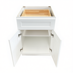 Alliance Building Materials B24-B30 White Shaker Base Cabinet 24-30 In With Drawer And Doors For Kitchen <b>Storage</b> - Product Image 1