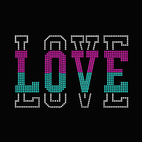 Transfert thermique personnalisé avec strass, design amour, pour t-shirt