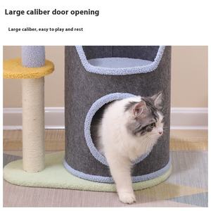 Venta al por mayor moderna Navidad Halloween gato suministros multicapa pequeño gato árbol integrado tela de fieltro diseño de ahorro de espacio - Product Image 4