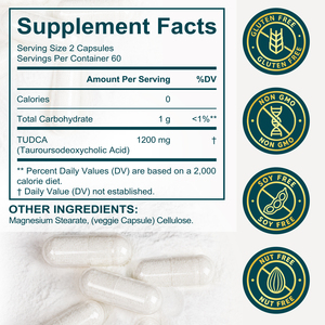 Acentiallabs Vegan <span class=keywords><strong>Gluten</strong></span>-Free Immune Gut Digestive & Liver Support TUDCA Capsules 1200mg Tauroursodeoxycholic Acid Supplement - Product Image 6