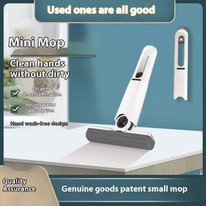 Mini ensemble <span class=keywords><strong>de</strong></span> nettoyage domestique <span class=keywords><strong>de</strong></span> bureau, petite serpillière microfibre mains libres pour cuisine et <span class=keywords><strong>table</strong></span> basse, manche plat pliable et absorbant - Product Image 2