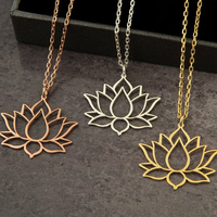Femmes collier bijoux acier inoxydable 18K or Lotus pendentifs collier argent Lotus fleur collier